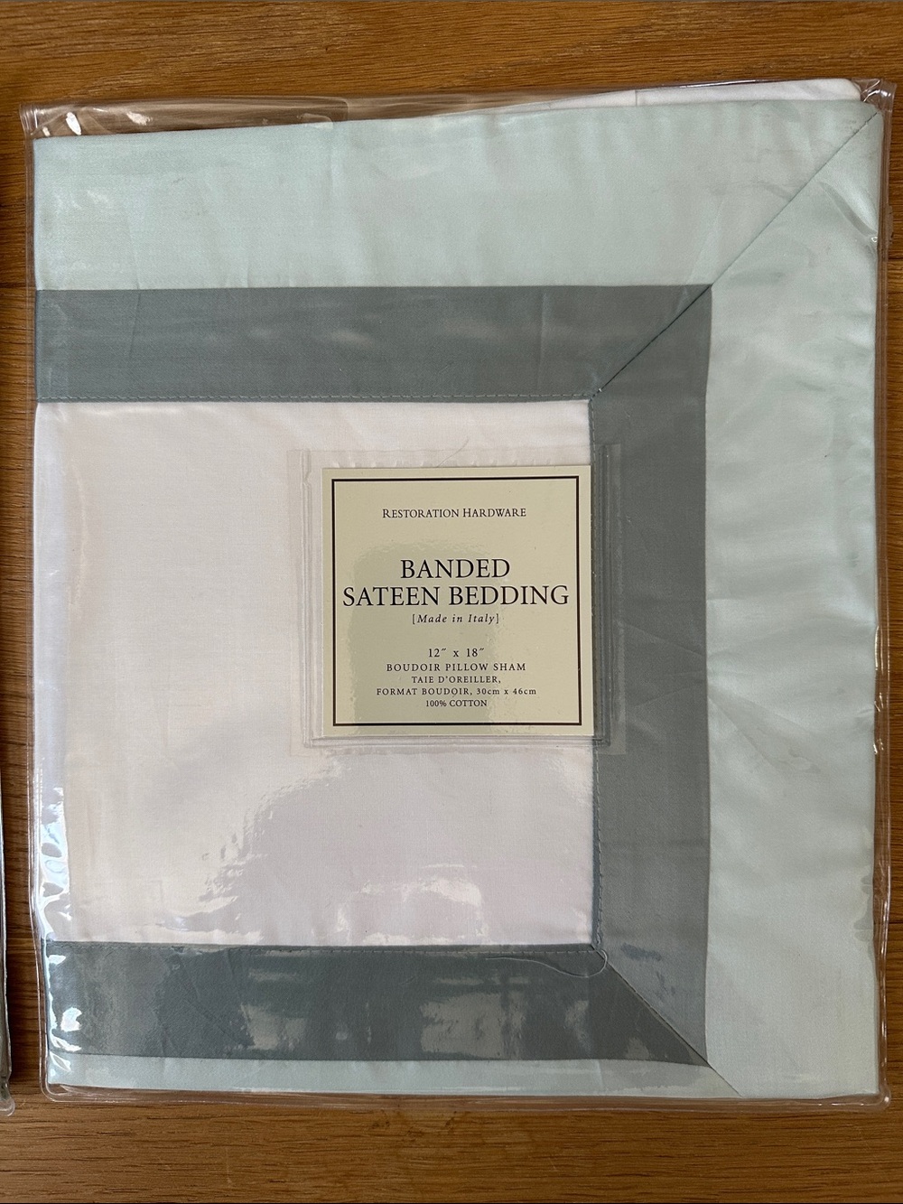 Restoration Hardware Banded Sateen pillow shams- White/Sage